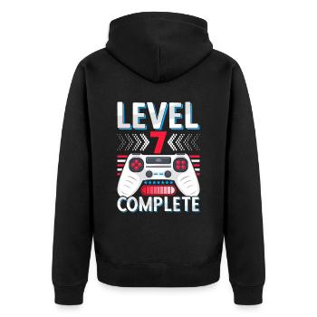 7. Klasse abgeschlossen Realschule Gymnasium Gamer - Unisex Premium Bio Zip Hoodie - Schwarz - Hinten - Nico (187cm)