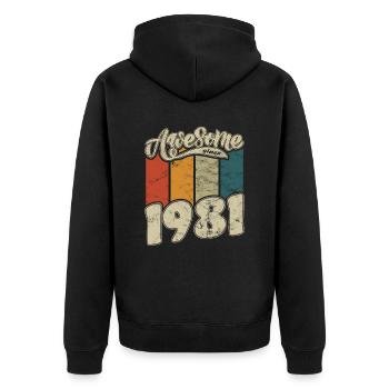 1981 Anniversaire génial depuis Retro - Veste à capuche bio Premium Unisexe - noir - Dos - Nico (187cm)