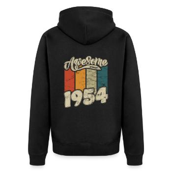 1954 Geburtstag Awesome since Retro - Unisex Premium Bio Zip Hoodie - Schwarz - Hinten - Nico (187cm)