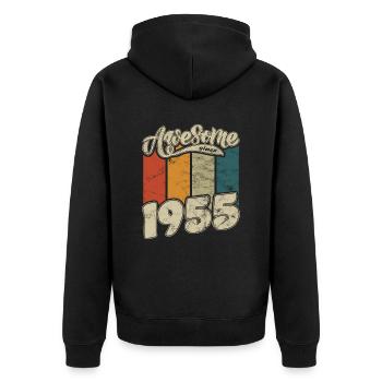 1955 Birthday Awesome since Retro - Unisex Premium Organic Zip Hoodie - black - Back - Nico (187cm)