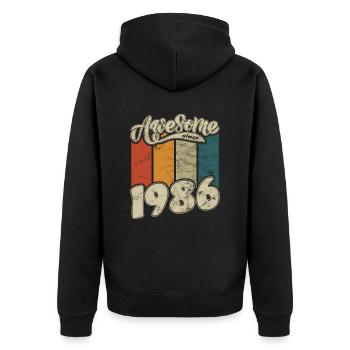 1986 Geburtstag Awesome since Retro - Unisex Premium Bio Zip Hoodie - Schwarz - Hinten - Nico (187cm)