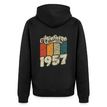 1957 Anniversaire génial depuis Retro - Veste à capuche bio Premium Unisexe - noir - Dos - Nico (187cm)