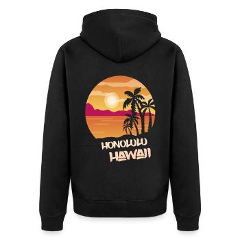 Hawaii Honolulu Holiday Palm Ocean Surfing - Unisex Premium Organic Zip Hoodie - black - Back - Nico (187cm)