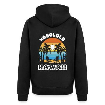 Honolulu Family Vacation Hawaii Vacation Ocean Palms - Unisex Premium Organic Zip Hoodie - black - Back - Nico (187cm)