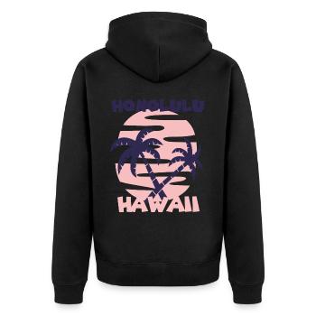 Familienurlaub Hawaii Honolulu Palm Tree Beach Oce - Unisex Premium Bio Zip Hoodie - Schwarz - Hinten - Nico (187cm)