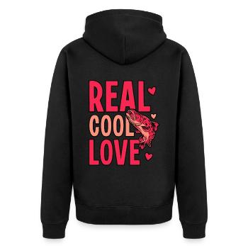 Real Cool Love - Unisex Premium Bio Zip Hoodie - Schwarz - Hinten - Nico (187cm)