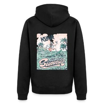 Kona Surfing Hawaii Holiday Palm Beach Ocean - Unisex Premium Organic Zip Hoodie - black - Back - Nico (187cm)