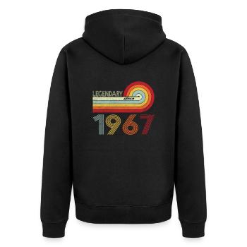 1967 Birthday Legendary since Vintage Rainbow - Unisex Premium Organic Zip Hoodie - black - Back - Nico (187cm)