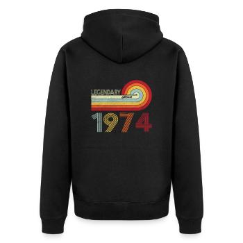1974 Anniversaire Légendaire depuis Vintage Rainbow - Veste à capuche bio Premium Unisexe - noir - Dos - Nico (187cm)