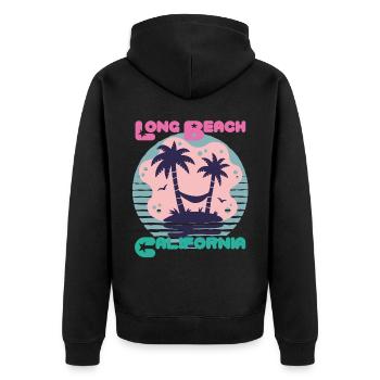 Sonnenbrille California Long Beach Palmen Strand O - Unisex Premium Bio Zip Hoodie - Schwarz - Hinten - Nico (187cm)