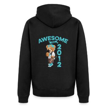 2012 Birthday Teddy Bear Awesome since - Unisex Premium Organic Zip Hoodie - black - Back - Nico (187cm)