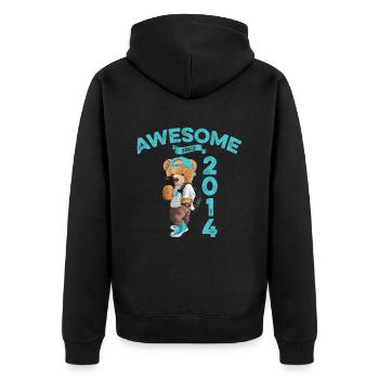 2014 Birthday Teddy Bear Awesome since - Unisex Premium Organic Zip Hoodie - black - Back - Nico (187cm)