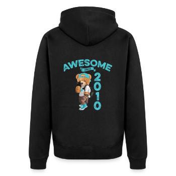 2010 Geburtstag Teddy Bär Awesome since - Unisex Premium Bio Zip Hoodie - Schwarz - Hinten - Nico (187cm)
