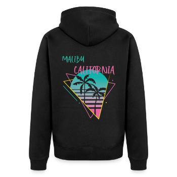 California Malibu Palmen Ocean Surfing - Unisex Premium Bio Zip Hoodie - Schwarz - Hinten - Nico (187cm)