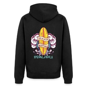 Surf Californie Malibu Beach Ocean Vacances - Veste à capuche bio Premium Unisexe - noir - Dos - Nico (187cm)