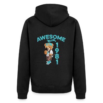 1981 Birthday Teddy Bear Awesome since - Unisex Premium Organic Zip Hoodie - black - Back - Nico (187cm)