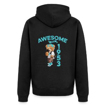 1953 Birthday Teddy Bear Awesome since - Unisex Premium Organic Zip Hoodie - black - Back - Nico (187cm)