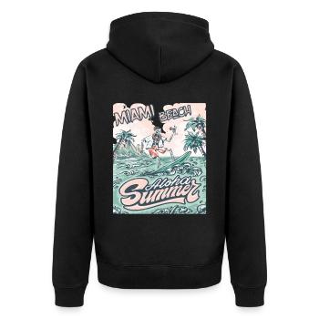 Miami Beach Vacances Floride Palmiers Plage Surf - Veste à capuche bio Premium Unisexe - noir - Dos - Nico (187cm)
