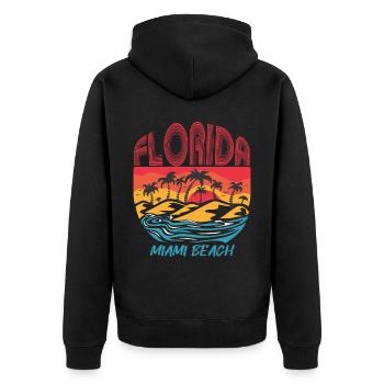 Miami Beach Florida Urlaub Ocean Beach Surfen - Unisex Premium Bio Zip Hoodie - Schwarz - Hinten - Nico (187cm)