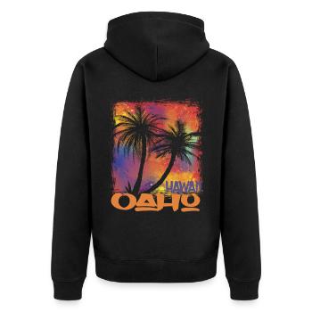 Familienurlaub Hawaii Oahu Palm Tree Beach Ocean - Unisex Premium Bio Zip Hoodie - Schwarz - Hinten - Nico (187cm)