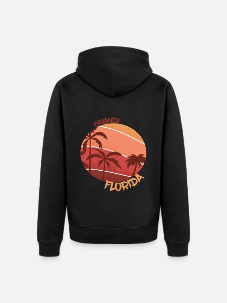 Florida Retro Palm Orlando Holiday Ocean Surfing - Unisex Premium Organic Zip Hoodie - black