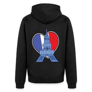 Eiffelturm Herz Frankreich Souvenir Kawaii Paris - Unisex Premium Bio Zip Hoodie - Schwarz - Hinten - Nico (187cm)