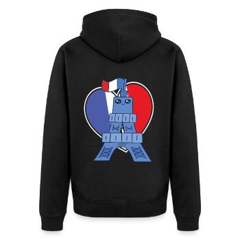 Frankreich Souvenir Kawaii Eiffelturms niedliche P - Unisex Premium Bio Zip Hoodie - Schwarz - Hinten - Nico (187cm)