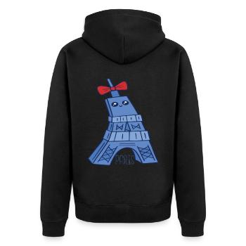 Niedliche Eiffelturm Kawaii Liebe Paris Souvenir P - Unisex Premium Bio Zip Hoodie - Schwarz - Hinten - Nico (187cm)