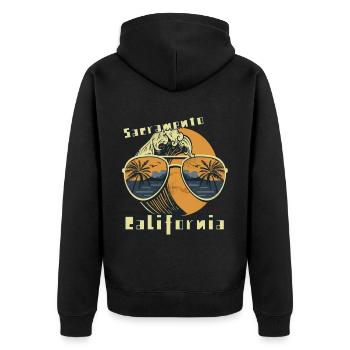 Palme Sonnenbrille Kalifornien Sacramento Beach Oc - Unisex Premium Bio Zip Hoodie - Schwarz - Hinten - Nico (187cm)
