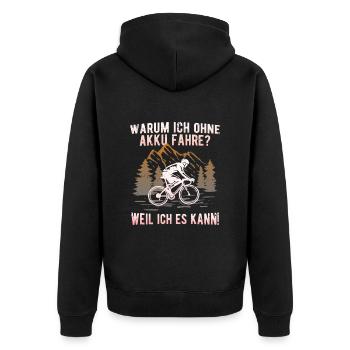 Fahrrad Rennrad - Unisex Premium Bio Zip Hoodie - Schwarz - Hinten - Nico (187cm)