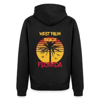 Floride West Palm Beach Palmen Ocean Surf - Veste à capuche bio Premium Unisexe - noir - Dos - Nico (187cm)