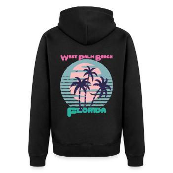 Surfen West Palm Beach Urlaub Florida Palme Ozean - Unisex Premium Bio Zip Hoodie - Schwarz - Hinten - Nico (187cm)
