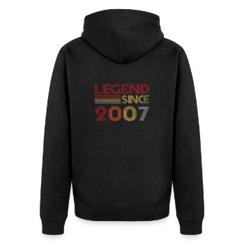 2007 Geburtstag Legend since Retro Vintage - Unisex Premium Bio Zip Hoodie - Schwarz - Hinten - Nico (187cm)