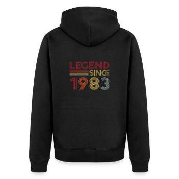 1983 Birthday Legend since Retro Vintage - Unisex Premium Organic Zip Hoodie - black - Back - Nico (187cm)