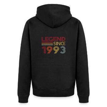 1993 Geburtstag Legend since Retro Vintage - Unisex Premium Bio Zip Hoodie - Schwarz - Hinten - Nico (187cm)