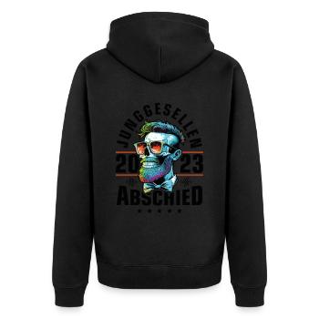 Junggesellenabschied 2023 Jga Skelett - Unisex Premium Bio Zip Hoodie - Schwarz - Hinten - Nico (187cm)