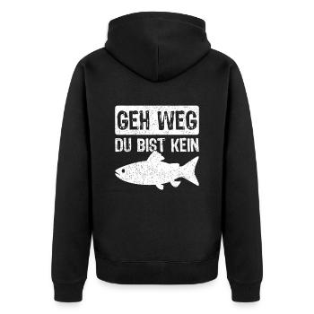 Angler Angeln Fischer Fischen Angel Spruch - Unisex Premium Bio Zip Hoodie - Schwarz - Hinten - Nico (187cm)