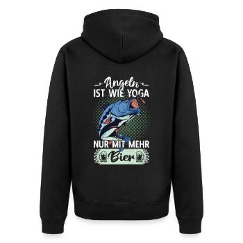 Angeln Angler Fischer Fischen Angel Spruch - Unisex Premium Bio Zip Hoodie - Schwarz - Hinten - Nico (187cm)