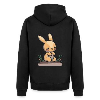 Lapin de dessin animé mignon pour les enfants et les élèves de maternelle - Veste à capuche bio Premium Unisexe - noir - Dos - Nico (187cm)