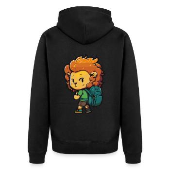 Cute lion design for kindergarten and school children - Unisex Premium Organic Zip Hoodie - black - Back - Nico (187cm)
