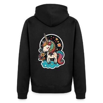 Cute magic unicorn for kindergarten and school - Unisex Premium Organic Zip Hoodie - black - Back - Nico (187cm)