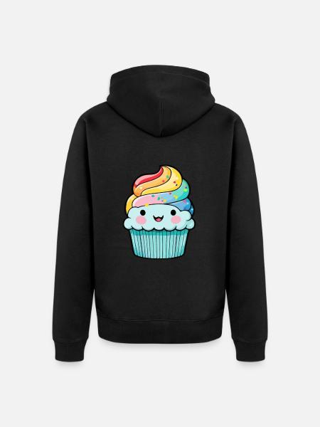 Cupcake Comic Muffin Cake - Unisex Premium Organic Zip Hoodie - black