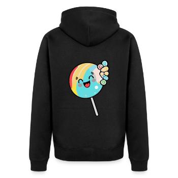 Lollipop Comic - Unisex Premium Organic Zip Hoodie - black - Back - Nico (187cm)