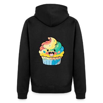 Muffin Comic - Unisex Premium Bio Zip Hoodie - Schwarz - Hinten - Nico (187cm)