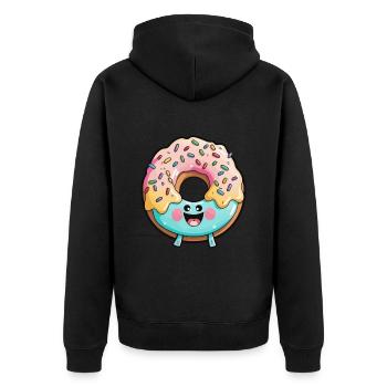 Donut Comic - Unisex Premium Bio Zip Hoodie - Schwarz - Hinten - Nico (187cm)