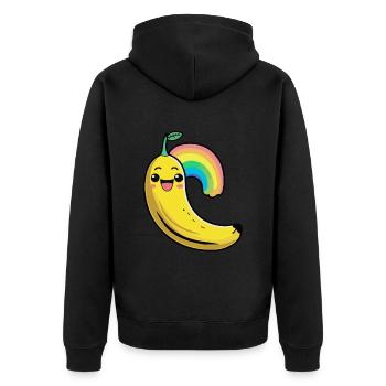 Banane Comic - Unisex Premium Bio Zip Hoodie - Schwarz - Hinten - Nico (187cm)