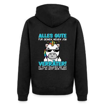 Jobwechsel Neuer Job Abschied Abschiedsgeschenk - Unisex Premium Bio Zip Hoodie - Schwarz - Hinten - Nico (187cm)