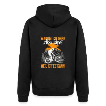 MTB ohne Akku - Fahrrad Radsport Mountainbike - Unisex Premium Bio Zip Hoodie - Schwarz - Hinten - Nico (187cm)