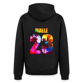 Malle 23 Mallorca 2023 - Unisex Premium Bio Zip Hoodie - Schwarz - Hinten - Nico (187cm)