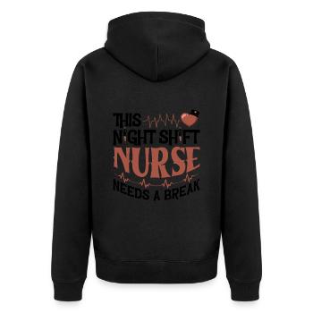 This Night Shift Nurse needs a break - Unisex Premium Bio Zip Hoodie - Schwarz - Hinten - Nico (187cm)